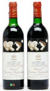 2 bts. Château Mouton Rothschild, Pauillac. 1. Cru Classé 1986