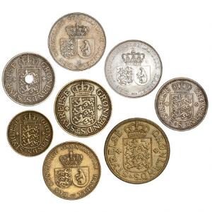Grønland, komplet sæt officielle mønter, 1926-1964, Sieg 1-7, i alt 8 stk. i varierende kvalitet