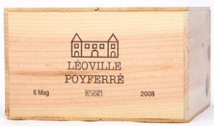 6 bts. Mg. Château Léoville Poyferré, Saint - Julien. 2. Cru Classé 2008 A hfin. Owc.