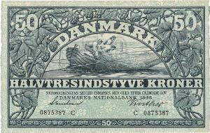 50 kr 1938 C, nr. 0875387, Svendsen  Vinther, Sieg 108, DOP 125