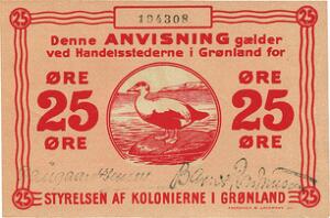 Grønland, 25 øre uden år 1913, Sieg 58C, Pick 11