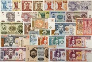 Moldova, Mongolia, lille lot overvejende ucirkulerede sedler, i alt 28 stk.