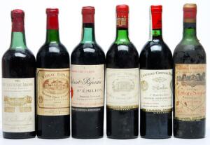 1 bt. Château Calon Ségur, Saint - Estephe. 3. Cru Classé 1959 C ms.  etc. Total 6 bts.