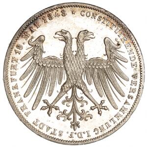 Tyskland, Frankfurt, 2 Gulden 1848, Dav. 644