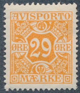 1914. 29 øre, orange. Flot postfriskt mærke. AFA 2400