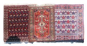 Tre persiske tæpper. To afshar samt Luri. 168 x 102. 167 x 127. 180 x 154.3
