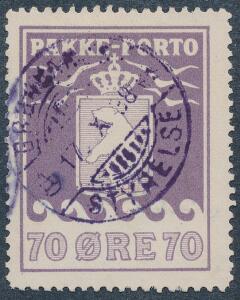 1937. Schultz. 70 øre, violet. Annulleret med stålstempel. Attest Nielsen.