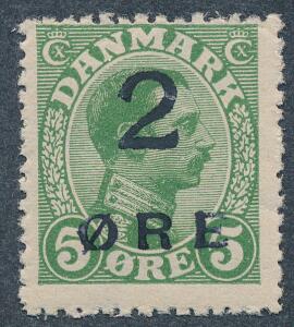 1919. Provisorium, 25 øre, grøn. Fint og fejlfrit ubrugt mærke