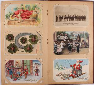 Postkort. 5 gamle album med i alt ca. 340 gamle kort med variable motiver