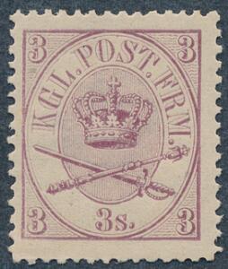 1864. 3 sk. lilla. Postfrisk. AFA 2500