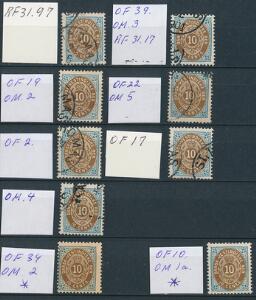 1901. 10 cents, tk.12. Planche med RAMME og OVAL-fejl efter Lasse Nielsen´s bøger. AFA 12100