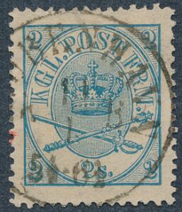 1864. 2 sk. blå. PRAGT-mærke med perfekt centrering og retvendt BY-stempel KIØBENHAVN