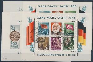 DDR. 1953. Karl Marx Blokke. Takket og utakket sæt. Stemplet. AFA 7200