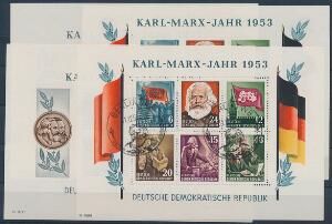 DDR. 1953. Karl Marx Blokke. Takket og utakket sæt. Stemplet. AFA 7200