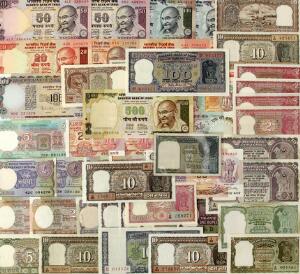 Indien, lille lot overvejende ucirkulerede sedler, flere bedre typer, i alt 53 stk.