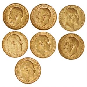 England, sovereigns 1904, 1907, 1910, 1911, 1912, 1913, F 400, 404. 6