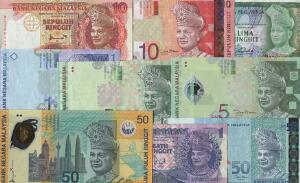 Malaysia, lille lot overvejende nyere ucirkulerede sedler, i alt 14 stk.