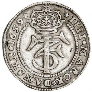 Frederik III, 4 mark  krone 1659, H 95A, Aagaard 71.4