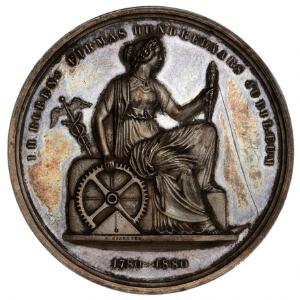 Medaille, fa. H. Rubens hundredeårs jubilæum 10. april 1880, A. Dragsted, 45,6 mm, 39,85 g