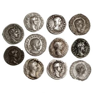 Romerske kejserdømme, 11 denarer fra forskellige kejserekejserinder, 1. - 3. århundrede