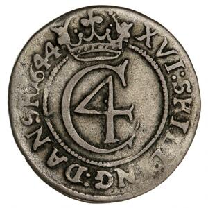 Norge, Christian IV, 16 skilling  mark 1644, NM 117, H 20