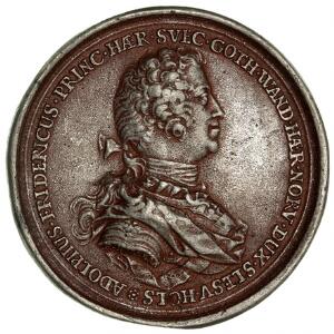 Sverige, medaille over Adolf Frederiks kroning til konge af Sverige, 23. juni 1743, tin,52 mm, 42,15 g