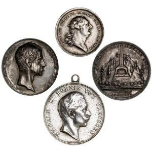 Danmark, Tyskland, Frankrig, lille lot medailler, bl.a. Slaget på Rheden 1801 1804, Bgs. 40, i alt 4 stk.