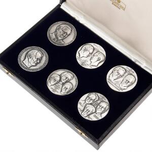 Nobel 1973, Sporrong, sæt med 6 stk. medailler sølv 9251000 i orig. æske, samlet vægt ca. 330 g