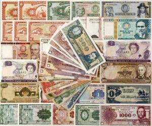 Nigeria, Paraguay, Oceania Japan, Peru, New Zealand, Nicaragua, lille lot overvejende nyere ucirkulerede sedler, i alt 45 stk.