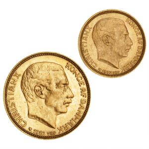 20 kr 1916, H 1A, F 299, kval. 1, pudset 10 kr 1913, H 2, F 300, kval, 01. 2