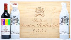 6 bts. Château Mouton Rothschild, Pauillac. 1. Cru Classé 2001 A hfin. Owc.