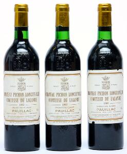 3 bts. Château Pichon Longueville Comtesse, Pauillac. 2. Cru Classé 1983 A-AB bn.