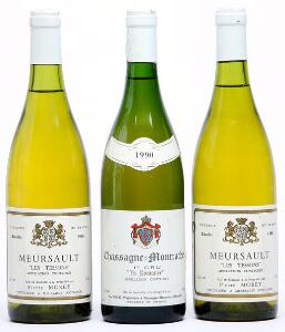 1 bt. Chassagne Montrachet 1. Cru La Romanée, Paul Pillot 1990 A hfin.  etc. Total 3 bts.