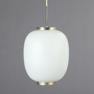 Bent Karlby og ubekendt designer Kina-lampe af hvid opalglas samt to væglampetter af opalglas. H. 19-32. 3