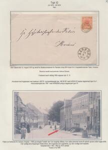 1864. 4 sk. rød. Brev annulleret med esrom-tp. LØGTN, sendt via Aarhus til Horsens. Flot monteret på udstillingsplanche