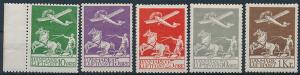 1925-1929. Gl. Luftpost. Komplet sæt i perfekt postfrisk kvalitet, med perfekt takning og isæt 50 øre og 1 kr er meget flot centreret. AFA 6300