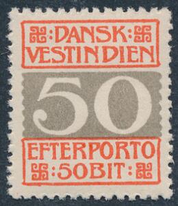 1905. Porto 50 bit, rødgrå. Tk. 14. Perfekt centreret postfrisk eksemplar. AFA 550