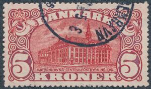 1915. 5 kr. Posthus, brunrød. Vm.IV. Stemplet. AFA 1300