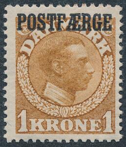1919. Chr.X. 1 kr. gulbrun. Smukt postfrisk mærke. AFA 2000