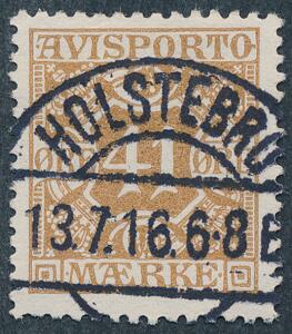 1914. 41 øre, brun. LUX-stempel HOLSTEBRO 13.7.16