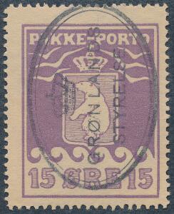 1915. 15 øre, violet. Kartonpapir. PRAGT-mærke. AFA 2200