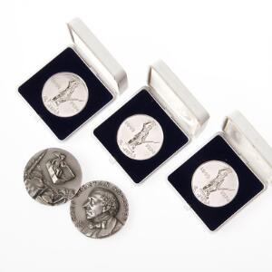 Lille samling af medailler over 125 året for Slaget ved Fredericia 6 juli 1849 og H.C. Andersen, i alt 5 stk., Ag, 262,15 9251000