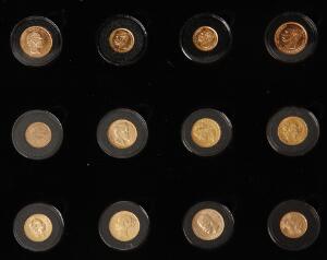 Europas Guldarv, samling bestående af 12 stk. guldmønter i original æske fra Mønthuset Danmark