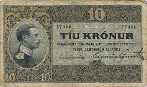 Island, 10 kr u. år 1916, Sieg 13, Pick 8