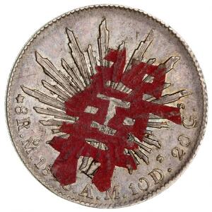 Mexico, Mexico City, 8 reales 1896, KM 377.10, mønten er påført kinesiske skrifttregn, smuk mønt med patina