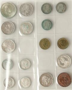 Samling af danske eridringsmønter, 1888-1972 24 stk., diverse 1 og 2 kr i sølv og alu-bronze samt svenske erindringsmønter i sølv m.m.