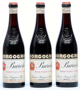 3 bts. Barolo Riserva, Borgogno 1947 AB ts.