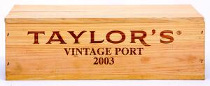 3 bts. Taylors Vintage Port 2003 A hfin. Owc.
