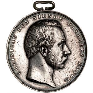 Christian IX, medaillen for druknedes redning med øsken og bånd, Conradsen, Ag, LS 2-117, Type II, ks.