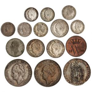 Nederlandsk Østindien, Zeeland, X stuiver  12 gulden 1791, KM 157 01 patina, Holland, Willem I, 1 cent 1824, KM 47 1, endvidere diverse mønter 19.-20.